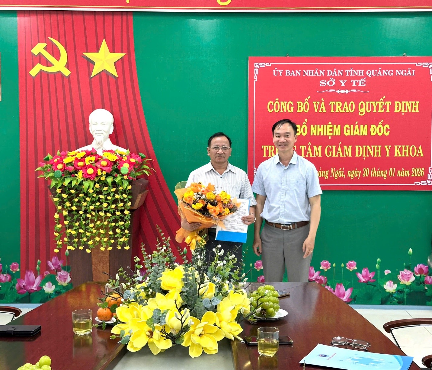 Lễ trao công bố và trao Quyết định bổ nhiệm Giám đốc Trung tâm Giám định Y khoa tỉnh Quảng Ngãi